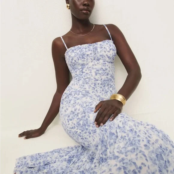 Reformation Blue Floral Midi Dress - Picture 4 of 6